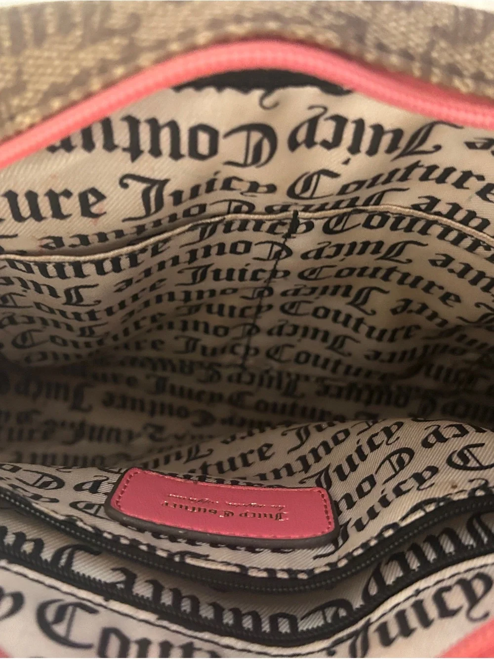 Juicy Couture Brown and Pink Logo Satchel
